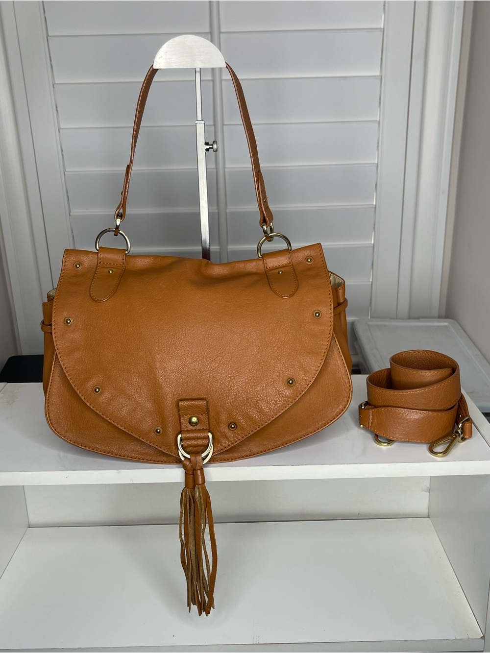 See By Chloe Cognac Brown Leather Tassel Saddle Shoulder Bag - Picture 2 of 16